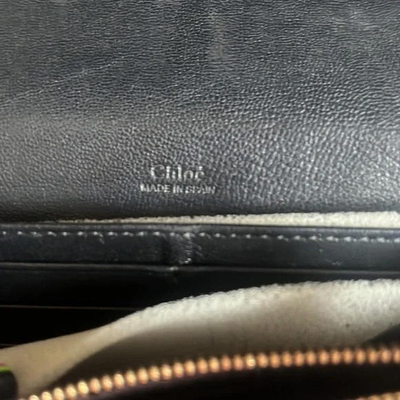 Chloe Bobbie continental black wallet w/ gold bow. Interior slot tags has EUC - Picture 3 of 4